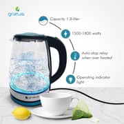 Gratus High Quality Glass Kettle 1.8 L 360 Roatary Base 1500-1800w High Poewr Fs 50/60 Hz