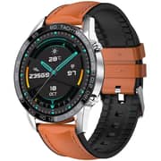 Xcell Classic‑3Talk Smart Watch 1.69″ HD Silver (Brown Leather Strap)