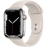 Apple Watch Series 7 GPS + Cellular, 41mm Silver Stainless Steel Case with Starlight Sport Band - Middle East Version