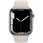 Apple Watch Series 7 GPS + Cellular, 41mm Silver Stainless Steel Case with Starlight Sport Band - Middle East Version