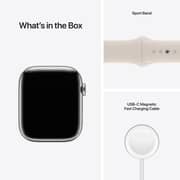 Apple Watch Series 7 GPS + Cellular, 41mm Silver Stainless Steel Case with Starlight Sport Band - Middle East Version