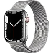 Apple Watch Series 7 GPS + Cellular, 45mm Silver Stainless Steel Case with Silver Milanese Loop - Middle East Version
