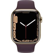 Apple Watch Series 7 GPS + Cellular, 45mm Gold Stainless Steel Case with Dark Cherry Sport Band