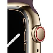 Apple Watch Series 7 GPS + Cellular, 45mm Gold Stainless Steel Case with Dark Cherry Sport Band