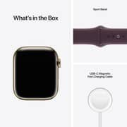 Apple Watch Series 7 GPS + Cellular, 45mm Gold Stainless Steel Case with Dark Cherry Sport Band