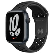 Apple Watch Nike Series 7 GPS، 45mm Midnight Aluminium Case with Anthracite / Black Nike Sport Band - عادي