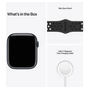Apple Watch Nike Series 7 GPS، 45mm Midnight Aluminium Case with Anthracite / Black Nike Sport Band - عادي