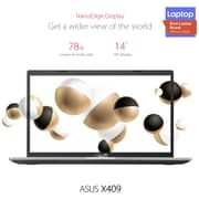 ASUS (2019) Laptop - 10th Gen / Intel Core i3-10110U / 14inch FHD / 4GB RAM / 256GB SSD / Shared Intel HD Graphics / Windows 10 Home / English & Arabic Keyboard / Silver / Middle East Version - [X409FA-EK590T]