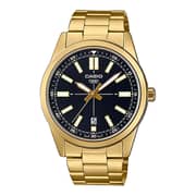 Casio Men's Black Dial Stainless Steel Golden Band Watch - MTP-VD02G-1E