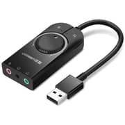 يوجرين USB محول صوت ستيريو خارجي 15 سم أسود