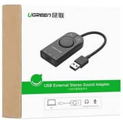 يوجرين USB محول صوت ستيريو خارجي 15 سم أسود