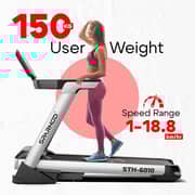 Sparnod Fitness STH-6010 Treadmill for Home Use - 40cm WiFi Touch Screen / Entertainment Apps / 6HP Motor / 150kg Capacity / 1-18.8 km/h / Auto-Incline / Foldable- Free Installation