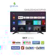 Gratus 42 Inch Fhd Led Smart Tv With Built In Receiver, Android Smart 9.0, Color Box, A+ Panel, Wifi, E-share, You Tube, Shahid, Facebook, Netflix, Amazon Prime Gasled42acdfhd