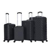 Stargold Set Of 4 Hardside Spinner Abs Trolley Luggage With Number Lock, Black- 20, 24, 28, 32 Inches - Black