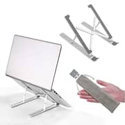 Technomounts Portable Laptop Stand, Foldable Adjustable Adjustable Notebook Stand For Desk, Laptop Holder Aluminum Ventilated Laptop Riser For 10-15.6 Inches Laptop And Tablet (silver)