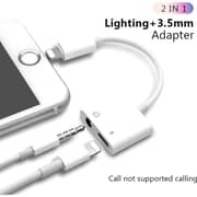 Maxguard 2 In 1 Lightning to 3.5mm Adaptor White