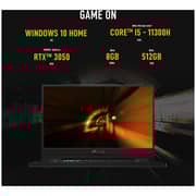 ASUS TUF Dash F15 (2021) Gaming Laptop - 11th Gen / Intel Core i5-11300H / 15.6inch FHD / 8GB RAM / 512GB SSD / 4GB NVIDIA GeForce RTX 3050 Graphics / Windows 10 Home / English & Arabic Keyboard / Eclipse Grey / Middle East Version - [FX516PC-HN558T]