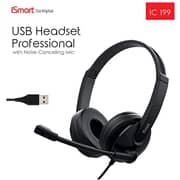 Ismart Ic-199 Usb Headset Professional With Over-ear Noise Cancelling Headphones Earphone With Microphone Volume Control