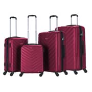 Stargold Set Of 4 Hardside Spinner Abs Trolley Luggage With Number Lock, Burgundy - 20, 24, 28, 32 Inches