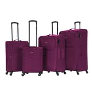 Viptour Set Of 4 Light Weight Polyester Jacqard Trolley Luggage With Number Lock, Plum- 20, 24, 28, 32 Inches