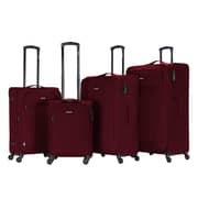 Viptour Set Of 4 Light Weight Polyester Jacqard Trolley Luggage With Number Lock, Burgundy- 20, 24, 28, 32 Inches