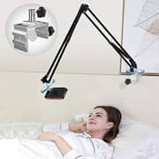 Technomounts Long Arm Lazy Mobile Stand Phone Clip Holder For Desk And Bedside, Flexible 360° Rotation Bracket For 4-12.5 Inch Phones (black)