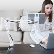 Technomounts Long Arm Lazy Mobile Stand Phone Clip Holder For Desk And Bedside, Flexible 360° Rotation Bracket For 4-12.5 Inch Phones (black)