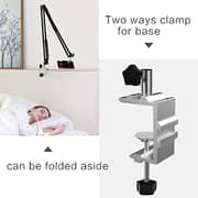Technomounts Long Arm Lazy Mobile Stand Phone Clip Holder For Desk And Bedside, Flexible 360° Rotation Bracket For 4-12.5 Inch Phones (black)