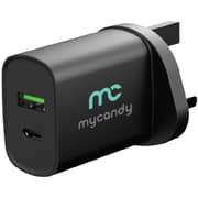 Mycandy Dual Port Wall Charger with USB-C Cable 1m Black