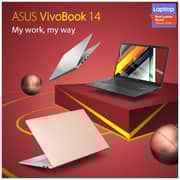 Asus Vivobook S14 M413UA-EB043T Slim Laptop Ryzen 5 2.1GHz 8GB 512GB Shared Win10Home 14inch FHD Black English/Arabic Keyboard