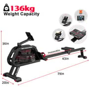 Sky Land Water Rowing Machine Smooth & Quiet With Bluetooth App,equip With Gadget Support,soft Seat,lcd Digital Monitor & Max User Weight 130kgs. Max Height 6.56 Ft. Gm 8143, Black-red