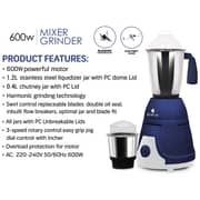 Gratus 600watts 6002ti Mixer Grinder With 2 Strong Steel Jars, Powerful Copper Motor, Overload Protection, Pc Unbreakable Lids, 2 Years Warranty, Made In India (600 Watts - 2 Jar)