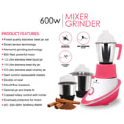 Gratus 600watts 6503ti Mixer Grinder With 3 Strong Steel Jars, Powerful Copper Motor, Overload Protection, 2 Years Warranty, Made In India (600 Watts - 3 Jar)