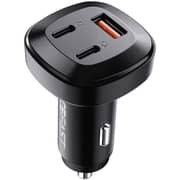 Acefast 3 Port Fast Car Charger Black