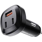 Acefast 3 Port Fast Car Charger Black