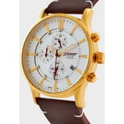 Leather Strap Chronograph Watch - White & Gold