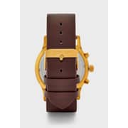 Leather Strap Chronograph Watch - White & Gold