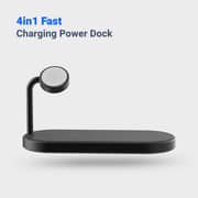 Powerology 4 In 1 Fast Qi Wireless Charging Power Dock 60w Uk Power Adapter, Usb-c To Usb-c Power Cable, Wireless Charger Pad Compatible With Watch Series 5 And Below - Black