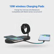 Powerology 4 In 1 Fast Qi Wireless Charging Power Dock 60w Uk Power Adapter, Usb-c To Usb-c Power Cable, Wireless Charger Pad Compatible With Watch Series 5 And Below - Black