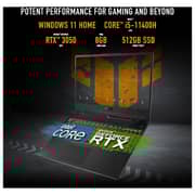 ASUS TUF Gaming F15 Gaming Laptop - 11th Gen Core i5 2.6GHz 8GB 512GB 4GB Win11Home 15.6inch FHD 144Hz Grey Nvidia GeForce RTX 3050 FX506HCB HN1138W (2022) Middle East Version