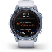 Garmin 010-02540-25 Fenix 7 Sapphire Solar Smart Watch with Whitestone Band White/Blue