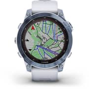 Garmin 010-02540-25 Fenix 7 Sapphire Solar Smart Watch with Whitestone Band White/Blue