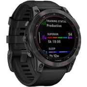 Garmin 0100254021 Fenix 7 Sapphire Solar Smart Watch 47mm Carbon Grey DLC Titanium With Black Band