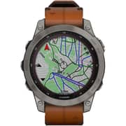 Garmin 0100254031 Fenix 7 Sapphire Solar Smart Watch 47mm Titanium With Chestnut Leather Band