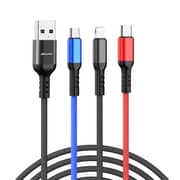 Awei Cl-971 3 In 1 1.2m 2.4a Type-c Multi Charging Cable Black