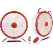 Stargold 14 Rechargeable Table Fan With Remote Control And Smd Led Light, 3 Speed 40w Copper Motor, Portable Desk Fan For Home Office Bedroom, Sg-4048 Red