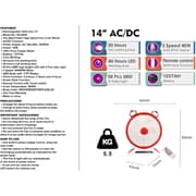 Stargold 14 Rechargeable Table Fan With Remote Control And Smd Led Light, 3 Speed 40w Copper Motor, Portable Desk Fan For Home Office Bedroom, Sg-4048 Red