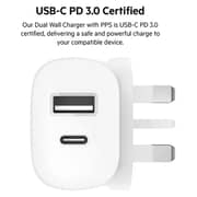 شاحن حائط بمنفذين من بيلكين لون أبيض