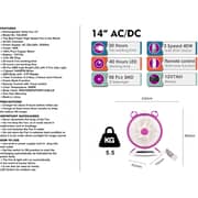 Stargold 14 Rechargeable Table Fan With Remote Control And Smd Led Light, 3 Speed 40w Copper Motor, Portable Desk Fan For Home Office Bedroom, Sg-4048 Purple