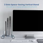 Remson Vertical Laptop Stand For Desk, 3 Slots Tablet Stand Holder, Aluminum Alloy